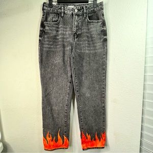 Painted PacSun Black Acid Wash High Rise Mom Jeans, Size 26